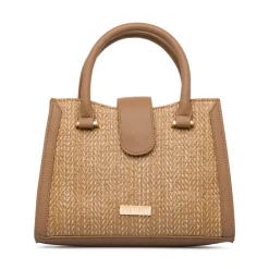 Borsa a mano beige da Donna con dettaglio effetto rafia Lora Ferres