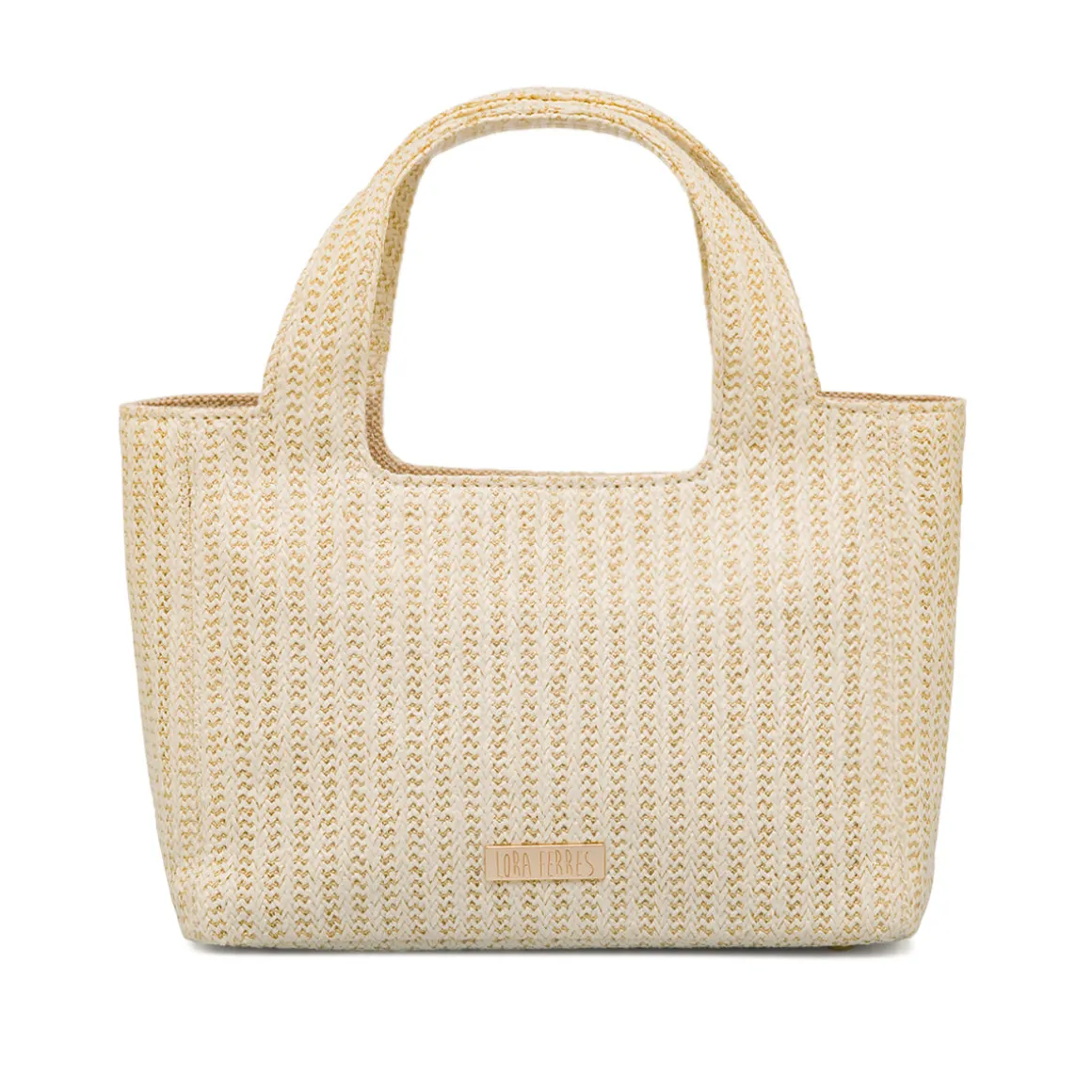 Borsa a mano bianca da Donna in tessuto intrecciato effetto rafia Lora Ferres