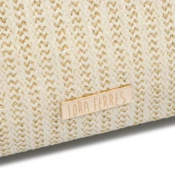 Borsa a mano bianca da Donna in tessuto intrecciato effetto rafia Lora Ferres