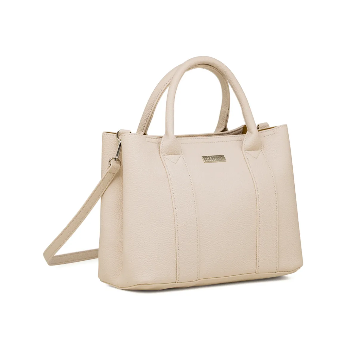 Borsa a mano bianco off-white da Donna con logo in metallo Lora Ferres