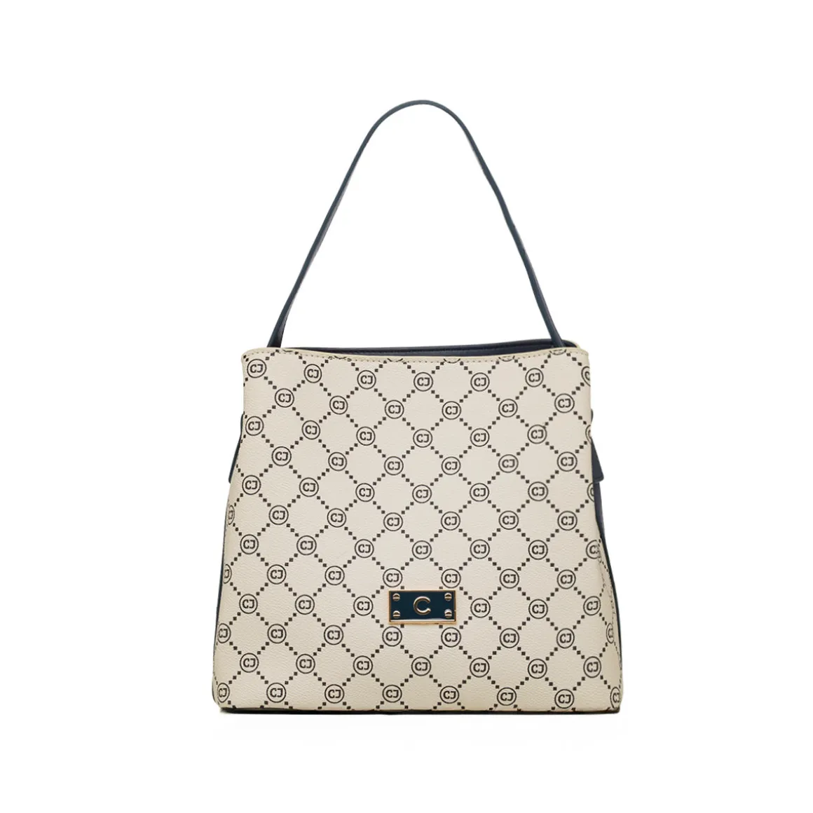 Borsa a mano bianco off-white e blu da Donna con logo Carrera Jeans