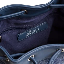 Borsa a mano blu da Donna con dettaglio effetto rafia Lora Ferres