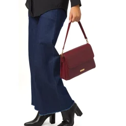 Borsa a mano Bordeaux da Donna con logo Lora Ferres