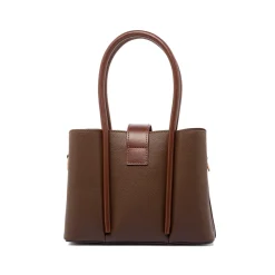 Borsa a Mano da Donna Marrone con Dettagli Oro Lora Ferres