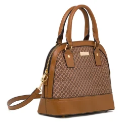 Borsa a mano da donna marrone con logo Lora Ferres
