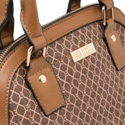 Borsa a mano da donna marrone con logo Lora Ferres