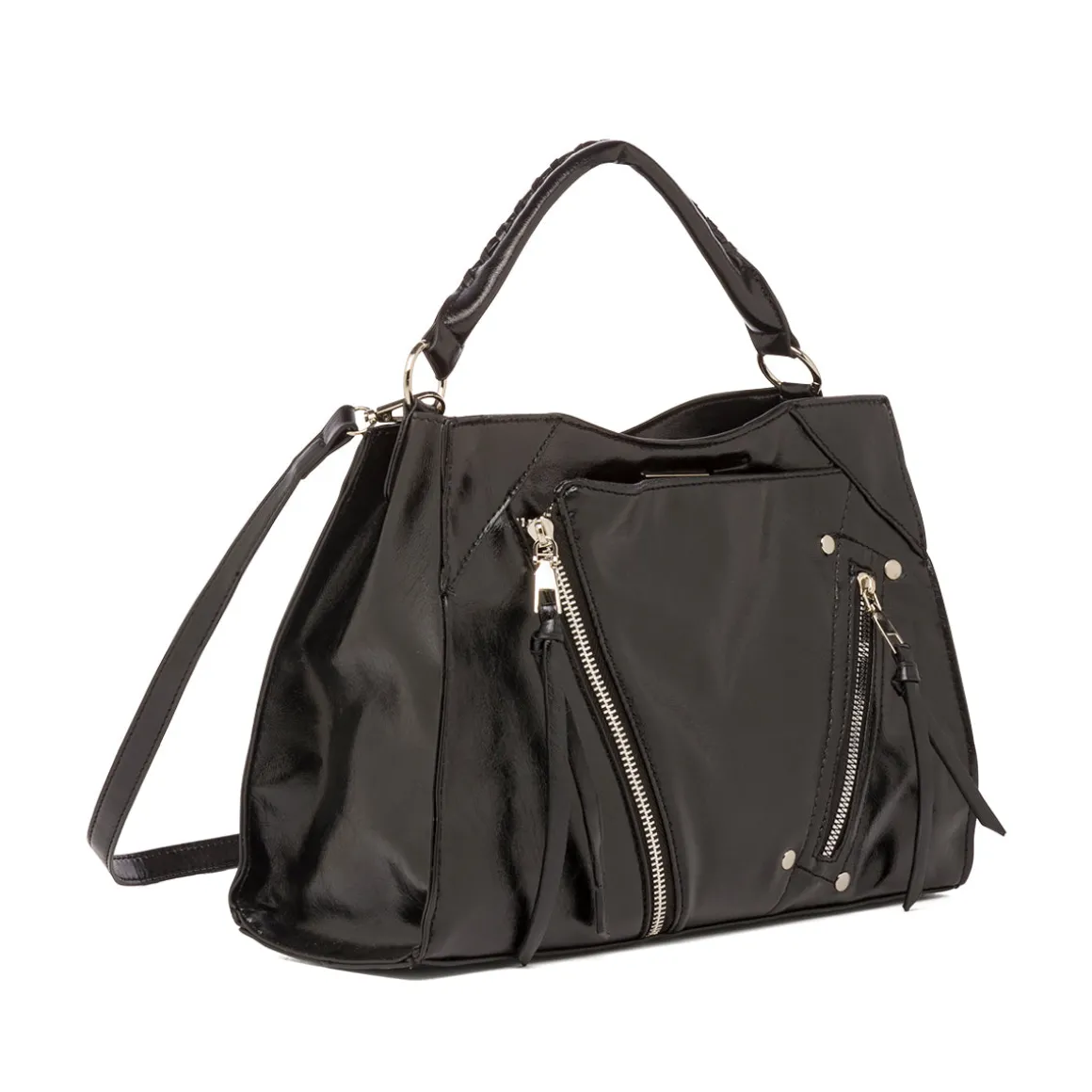Borsa a Mano da Donna Nera con Zip Decorative Lora Ferres