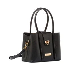 Borsa a Mano da Donna Nera con Dettagli Oro Lora Ferres