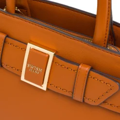 Borsa a Mano da Donna Ocra con Fibbia Elegante Swish Jeans