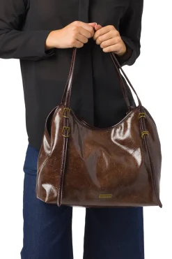 Borsa a mano marrone da Donna con dettagli in metallo Lora Ferres