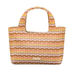 Borsa a mano multicolore da Donna effetto rafia con un pattern a zig-zag Lora Ferres