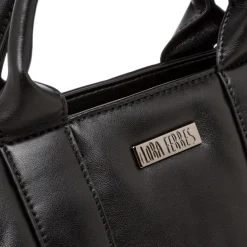 Borsa a mano nera da donna con logo Lora Ferres
