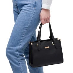 Borsa a mano nera da Donna con manico dettaglio nodo Lora Ferres