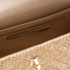 Borsa a Mano Oro da Donna con fibbia dorata e inserto in rafia Lora Ferres