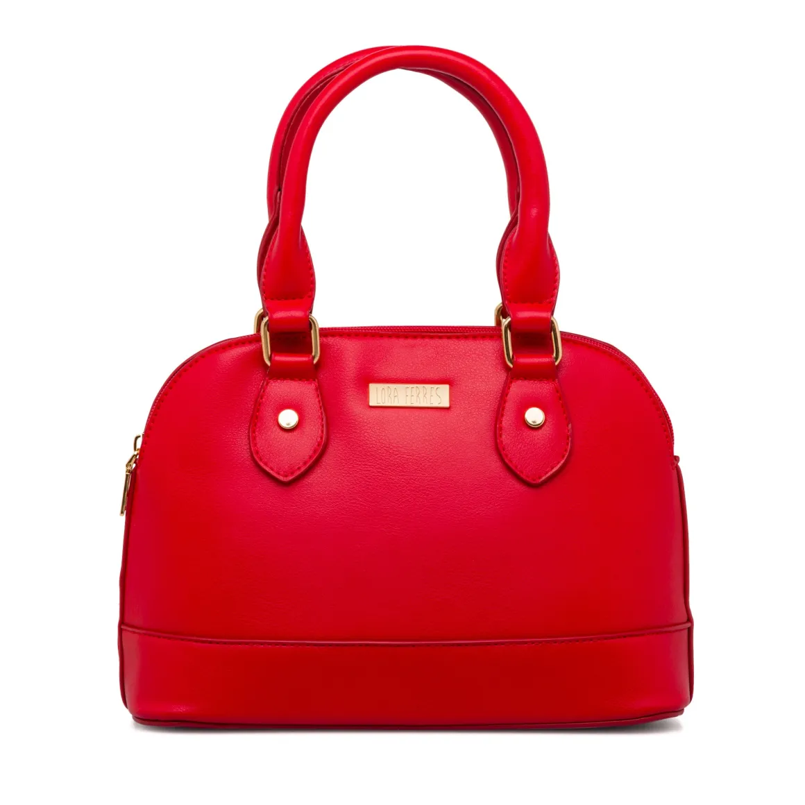 Borsa a mano rossa da Donna con inserti in metallo dorati Lora Ferres