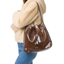 Borsa a secchiello marrone da Donna Lora Ferres