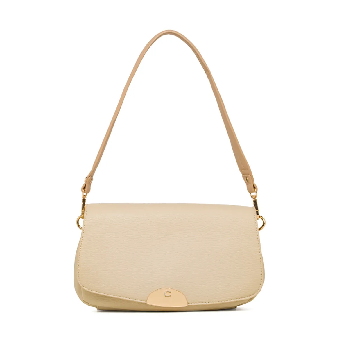 Borsa a spalla beige Carrera Jeans con logo in metallo