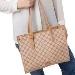 Borsa a spalla beige da Donna con dettaglio logo metallizzato Carrera Jeans