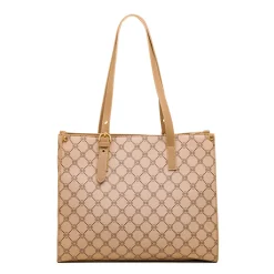 Borsa a spalla beige da Donna con dettaglio logo metallizzato Carrera Jeans