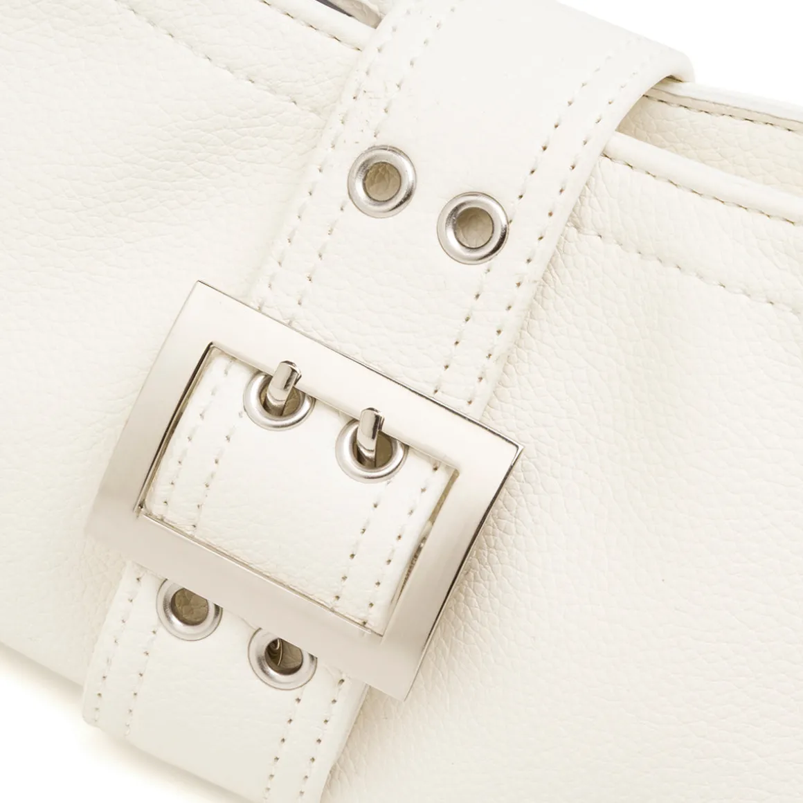 Borsa a Spalla Bianca da Donna con Borchie e Fibbia frontale Lora Ferres
