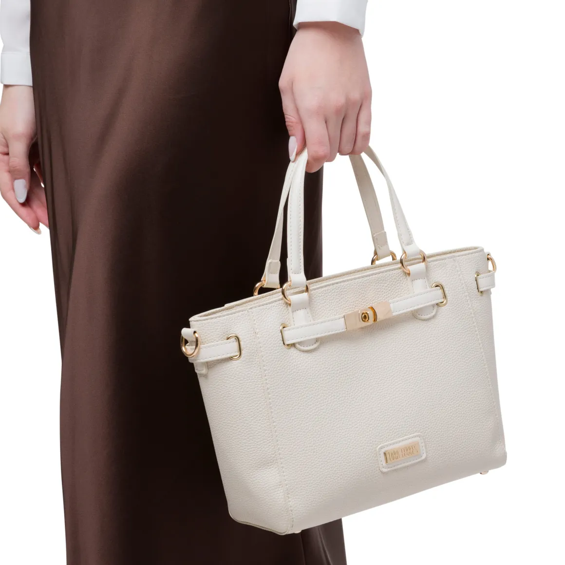 Borsa a spalla bianca da Donna con chiusura a incastro Lora Ferres