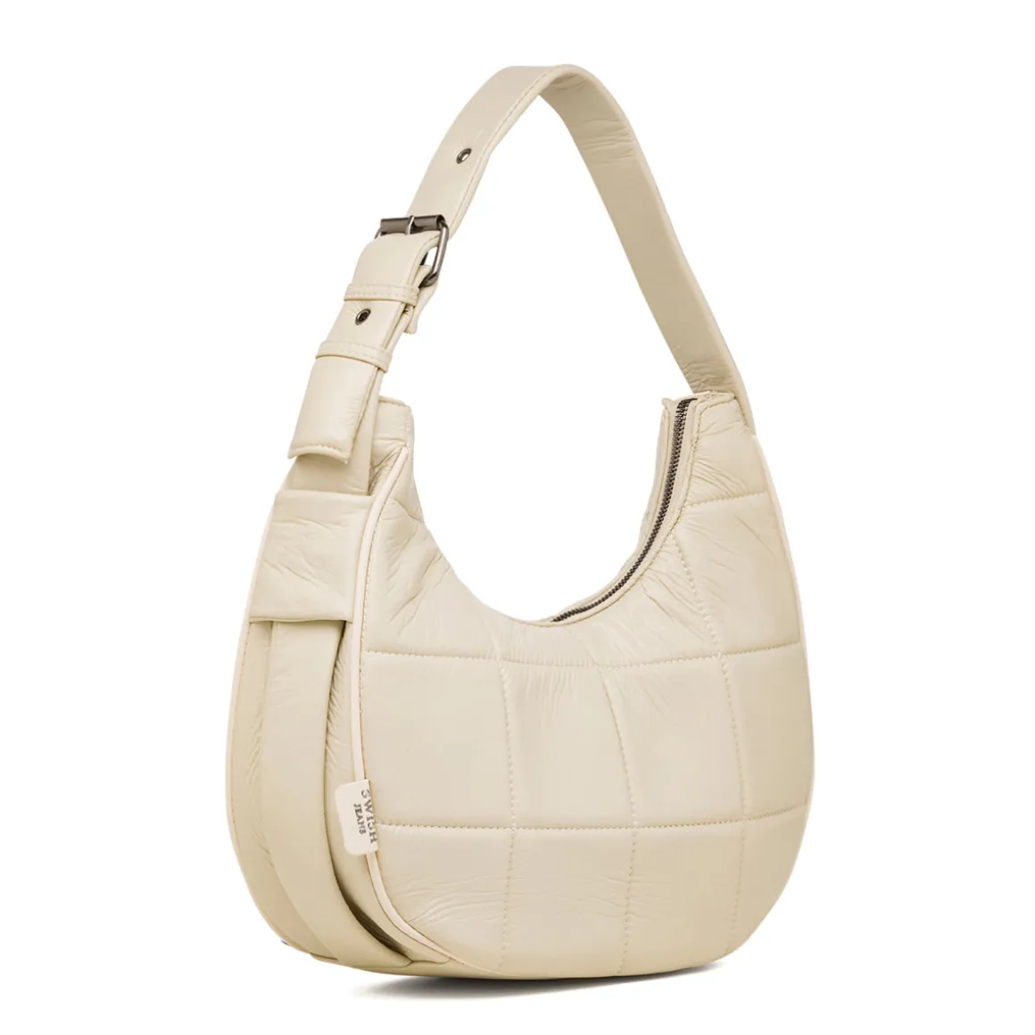 Borsa a spalla bianco off-white da donna effetto trapuntato Swish Jeans