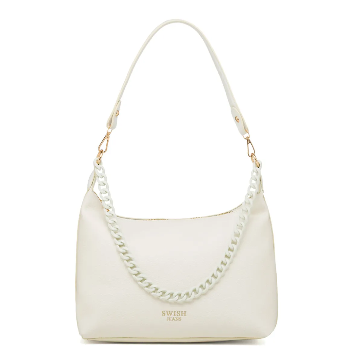 Borsa a spalla bianco off-white da Donna con catena Swish Jeans