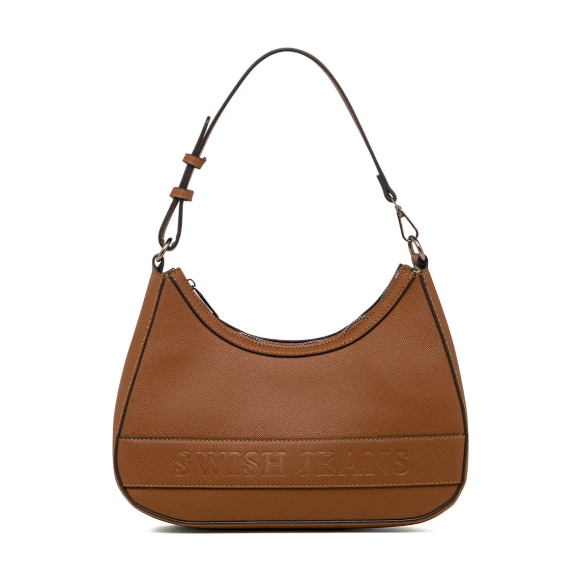 Borsa a spalla color cuoio da donna con logo Swish Jeans