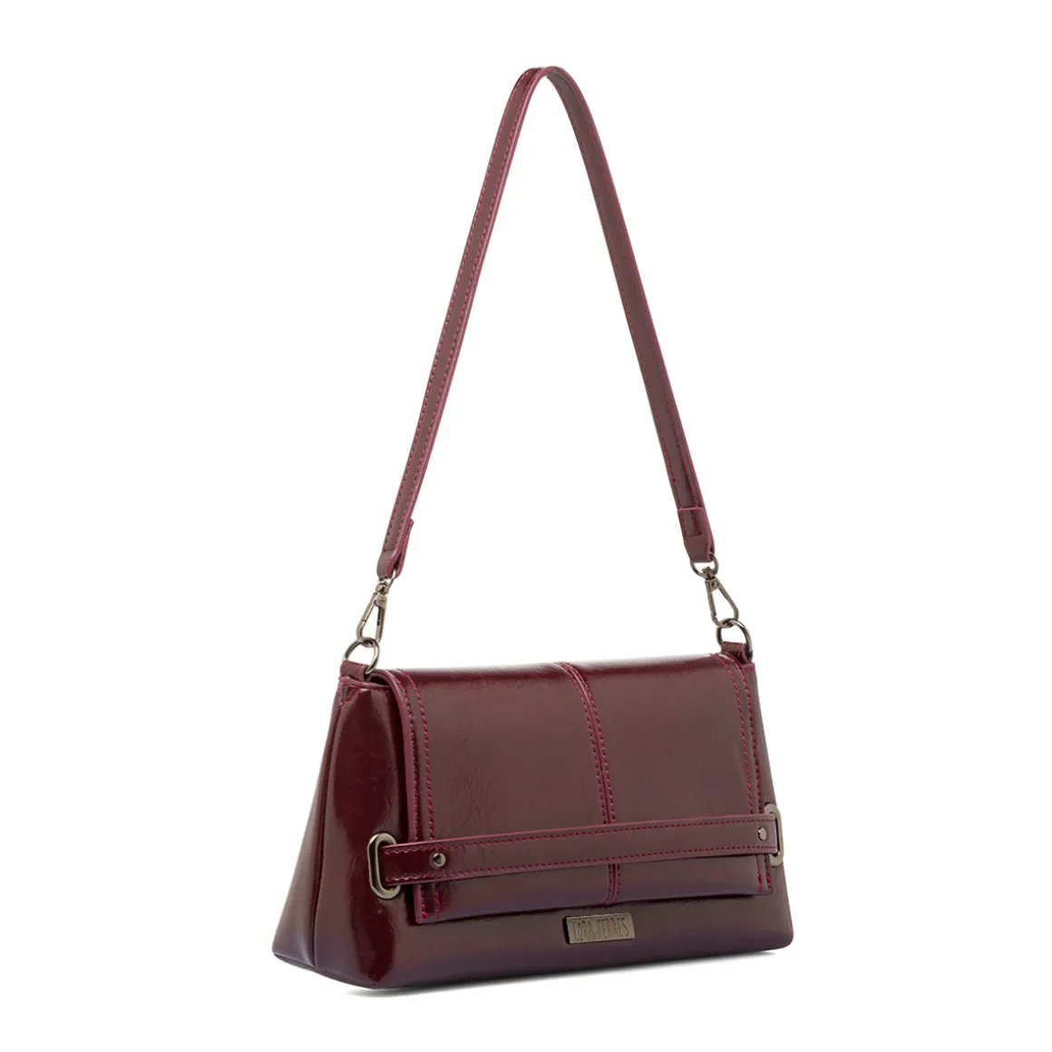 Borsa a Spalla da Donna Bordeaux Dettagli Metal Lora Ferres