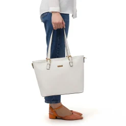 Borsa a spalla da donna bianca con tracolla rimovibile Lora Ferres