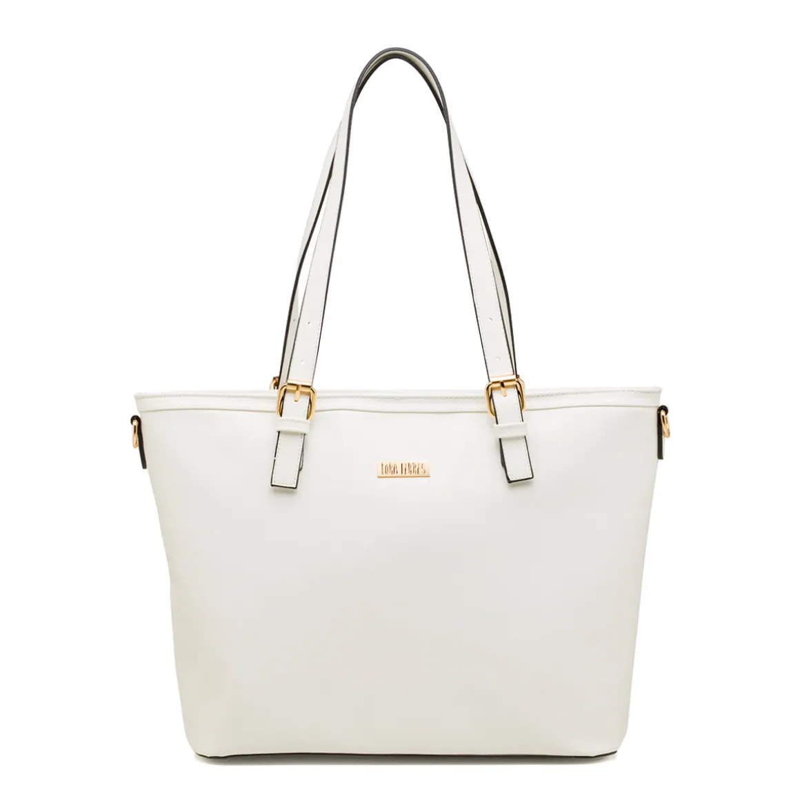 Borsa a spalla da donna bianca con tracolla rimovibile Lora Ferres