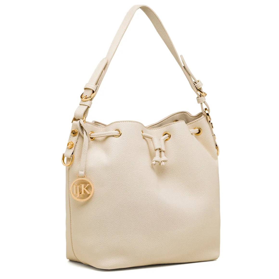 Borsa a spalla da Donna bianco off-white con dettaglio logo pendente in metallo Lumberjack