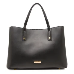 Borsa a spalla da donna Lora Ferres nera con tracolla e dettagli oro