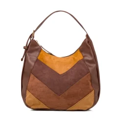 Borsa a spalla da donna marrone con dettaglio effetto scamosciato Lora Ferres