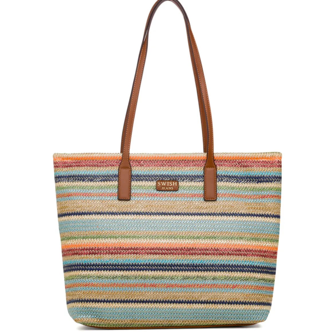 Borsa a spalla da donna multicolore effetto rafia Swish Jeans