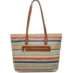 Borsa a spalla da donna multicolore effetto rafia Swish Jeans