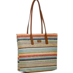 Borsa a spalla da donna multicolore effetto rafia Swish Jeans