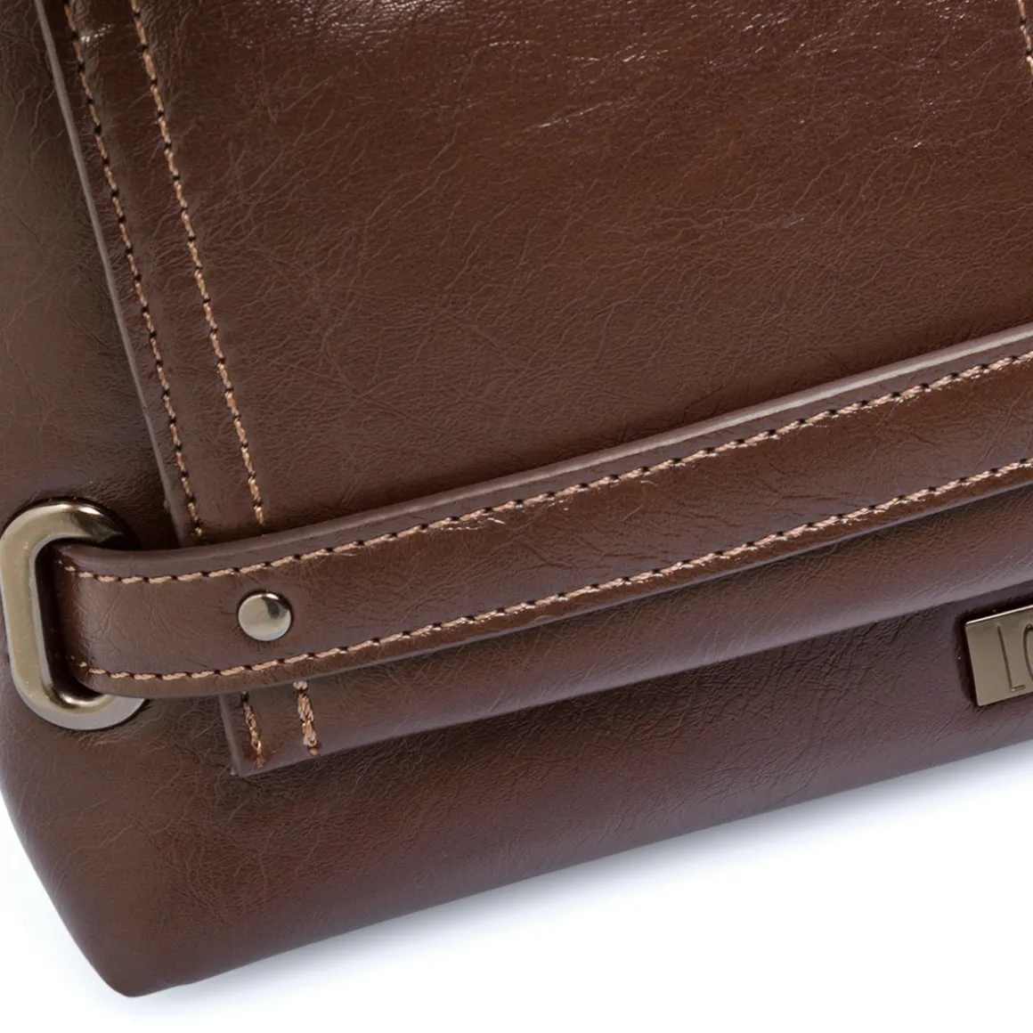 Borsa a Spalla da Donna Marrone Dettagli Metal Lora Ferres