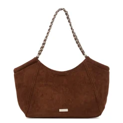 Borsa a Spalla da Donna Marrone con Manico a Catena Lora Ferres