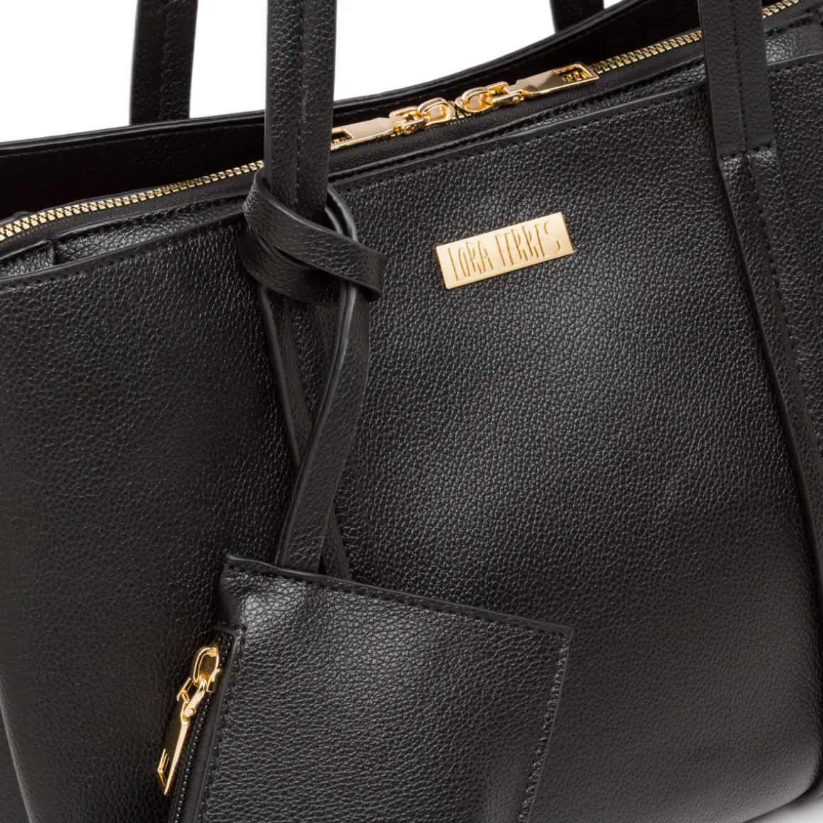 Borsa a Spalla da Donna Nera con Doppio Manico Lora Ferres
