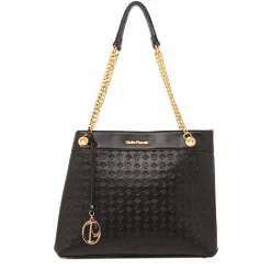 Borsa a spalla da donna nera Giulia Pieralli con logo monogram
