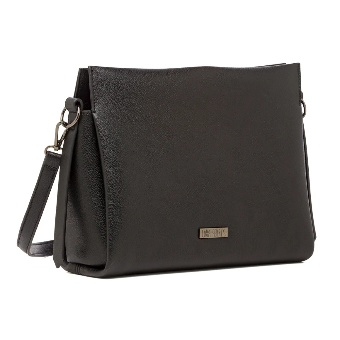 Borsa a Spalla da Donna Nera con Tracolla Regolabile Lora Ferres