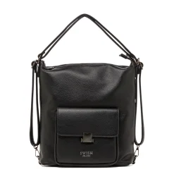 Borsa a Spalla da Donna Nera con Tasca Frontale Swish Jeans