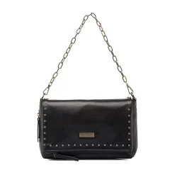 Borsa a Spalla da Donna Nera con Borchie e Catena Lora Ferres