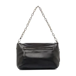 Borsa a Spalla da Donna Nera con Borchie e Catena Lora Ferres