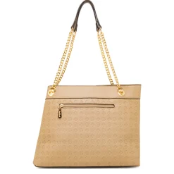 Borsa a spalla da donnaBeige Giulia Pieralli con dettagli catena oro