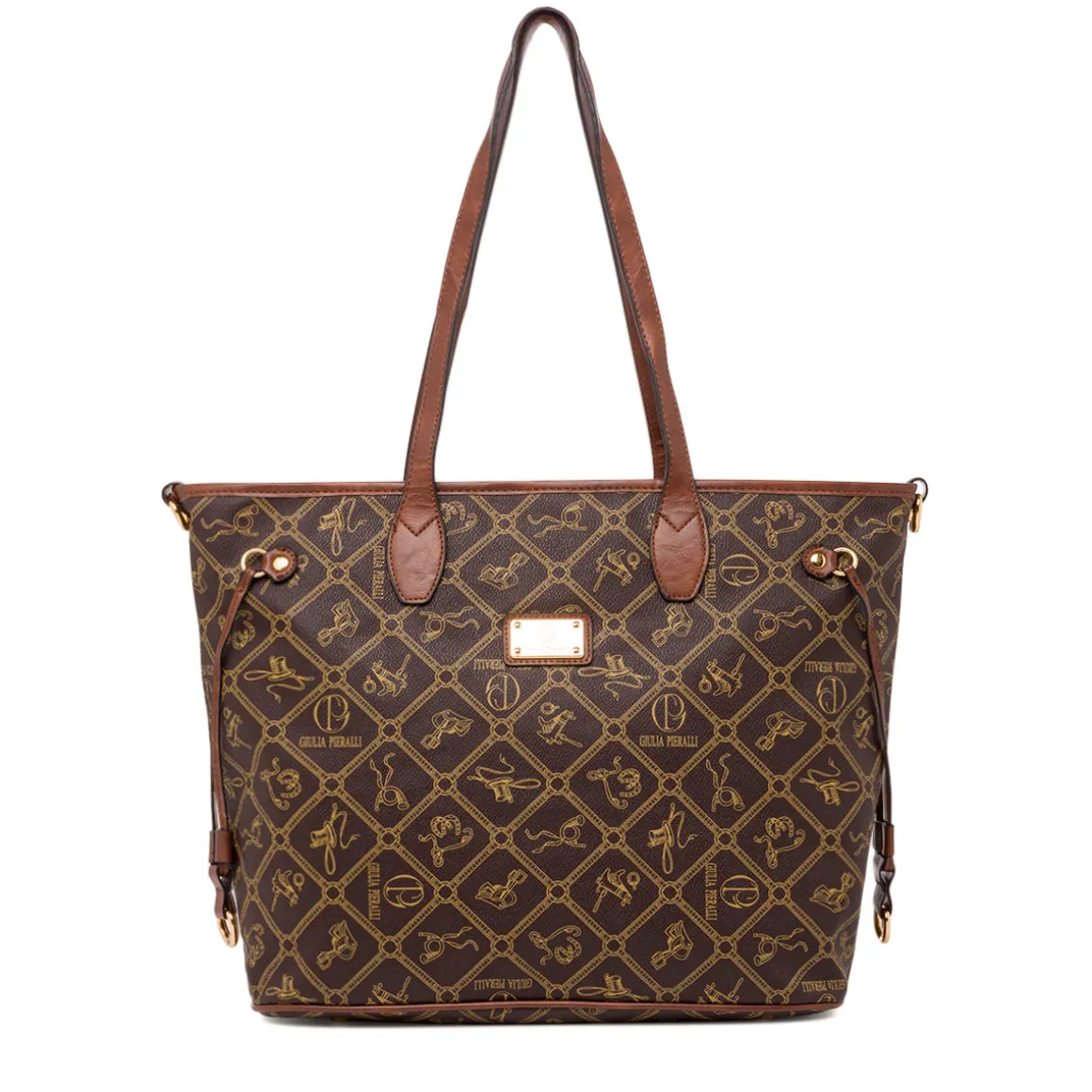 Borsa a spalla marrone da Donna con logo All Over Giulia Pieralli