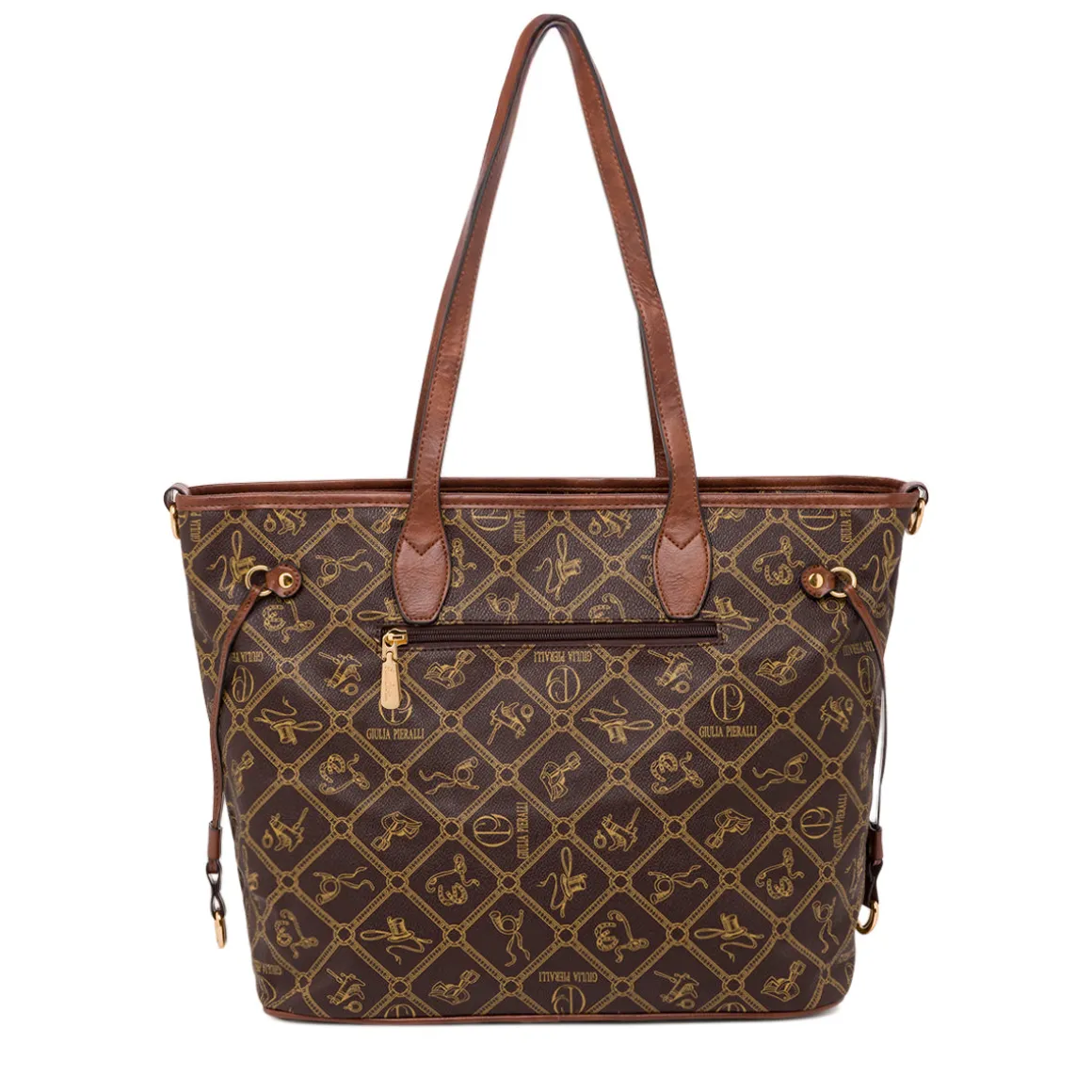 Borsa a spalla marrone da Donna con logo All Over Giulia Pieralli