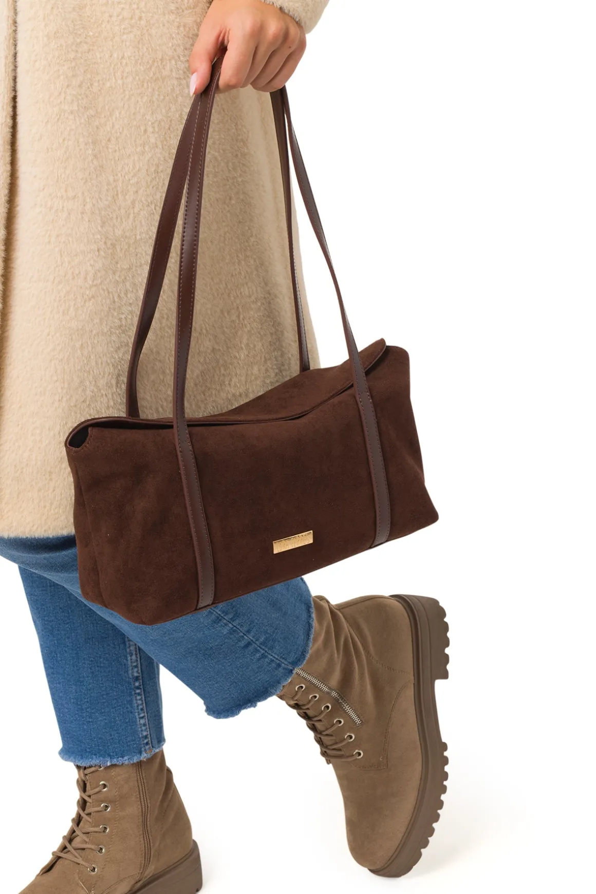 Borsa a spalla marrone da Donna in camoscio Lora Ferres