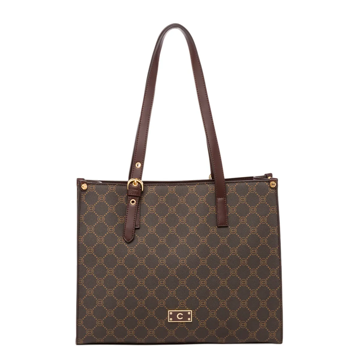 Borsa a spalla marrone da Donna con logo frontale Carrera
